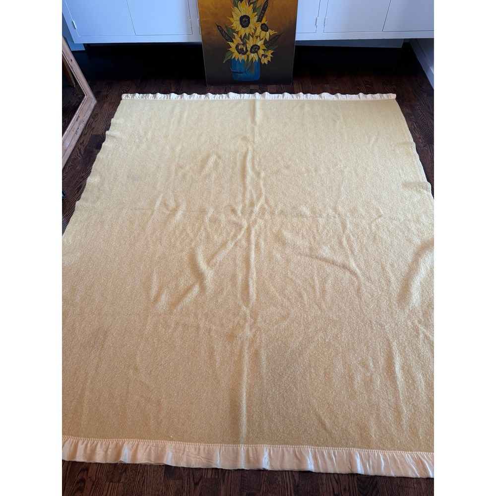 Vintage Kenwood Wool blanket.   Butter yellow